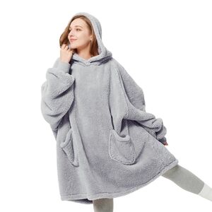 Cozy Sherpa Wearable Hoodie Blanket for Adults Teens Wearable Blanket Hoodie